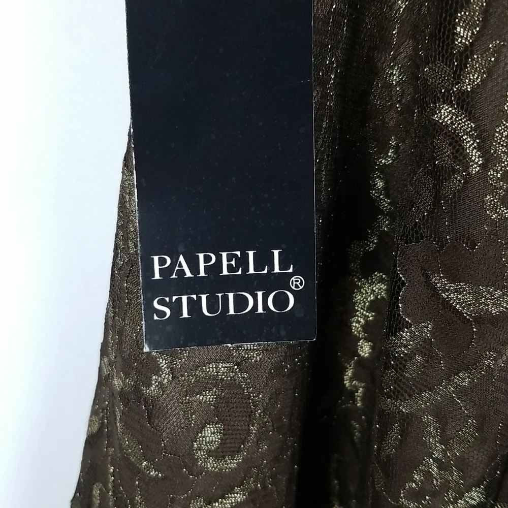 Papell Studio metallic lace skirt size M NWT - Picture 5 of 8
